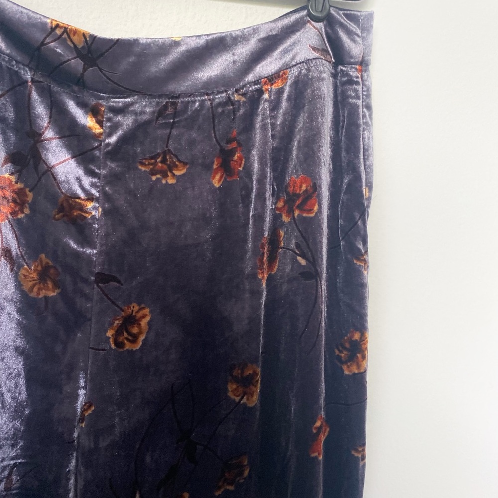Anthropologie ett:twa Jessie Velvet Floral Wide Leg Pants Gray Sz Large Boho - Picture 6 of 13